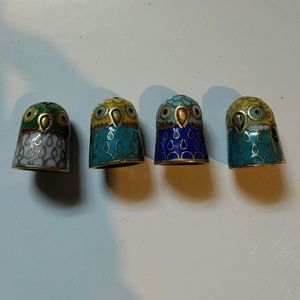 Cloisonné owl thimbles